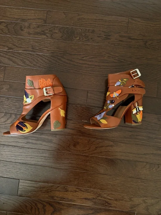 Laurence Dacade Brown Leather Floral Sandals Size 37 - Picture 4 of 11